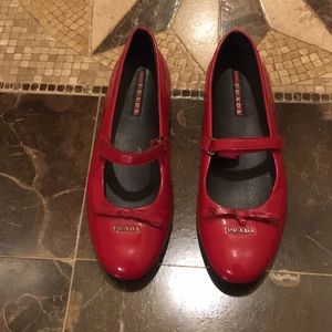 Prada red patent “as is” low heel